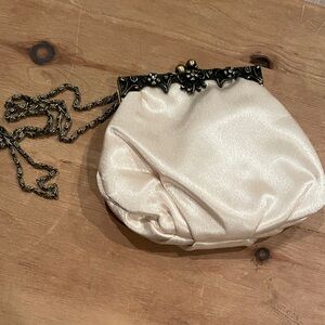 Jessica McClintock VTG satin floral jeweled formal Fairycore Cottagecore bag